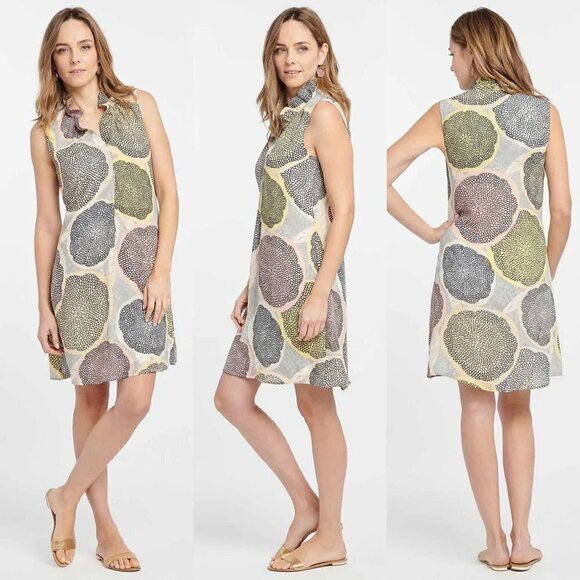 Nik + Zoe Dress Citrus Ruffle Collar Sleeveless Shift Size Medium - Picture 1 of 11